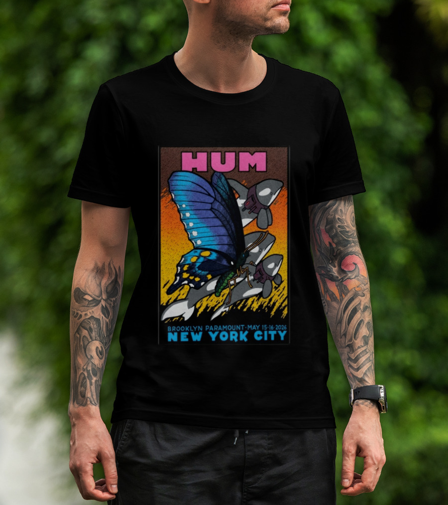 HUM Brooklyn Paramount May 15 16 2026 New York City Butterfly And Spaceships T-Shirt