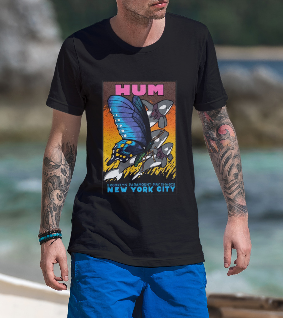 HUM Brooklyn Paramount May 15 16 2026 New York City Butterfly And Spaceships T-Shirt