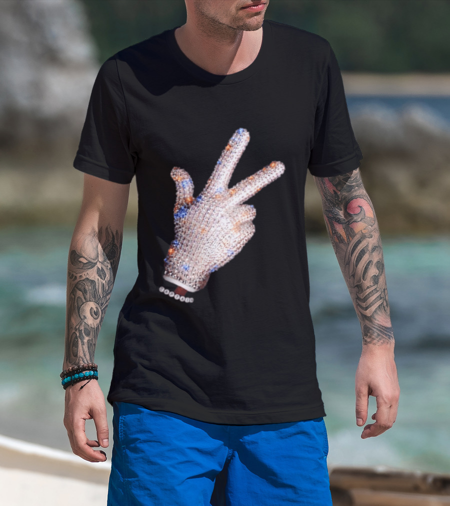 Captain Iceman New York Knicks Drake Iceman Sequined Glove Hand Gesture T-Shirt