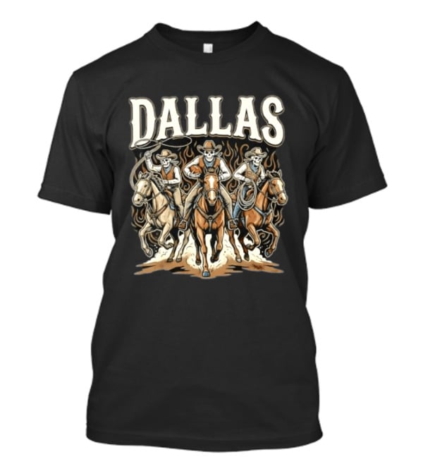 Dallas Cowboys Skeleton Rider Trio On Horses T-Shirt
