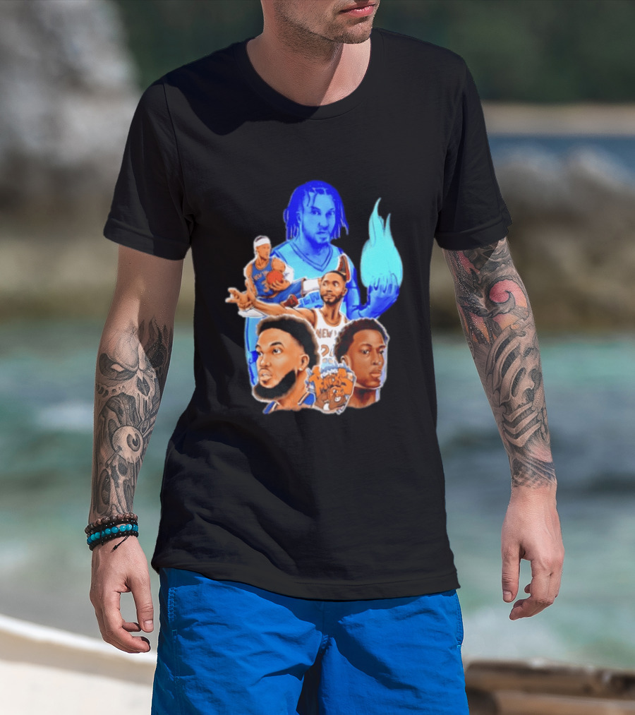 Knicks Jalen Brunson OG Anunoby Mikal Bridges Karl Anthony Towns Basketball T-Shirt