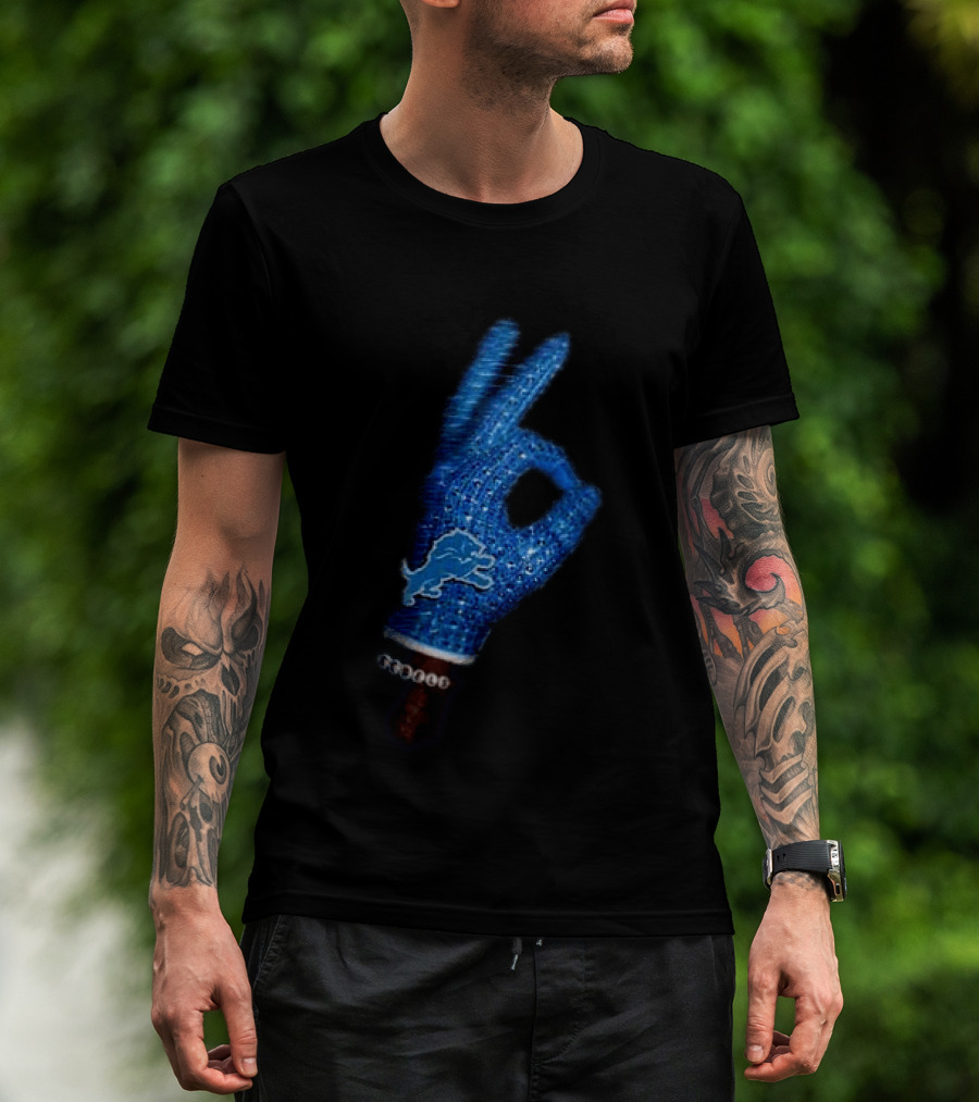 Drake Iceman Detroit Lions Glove Gesture Iconic Team Glove With Beaded Wristband T-Shirt
