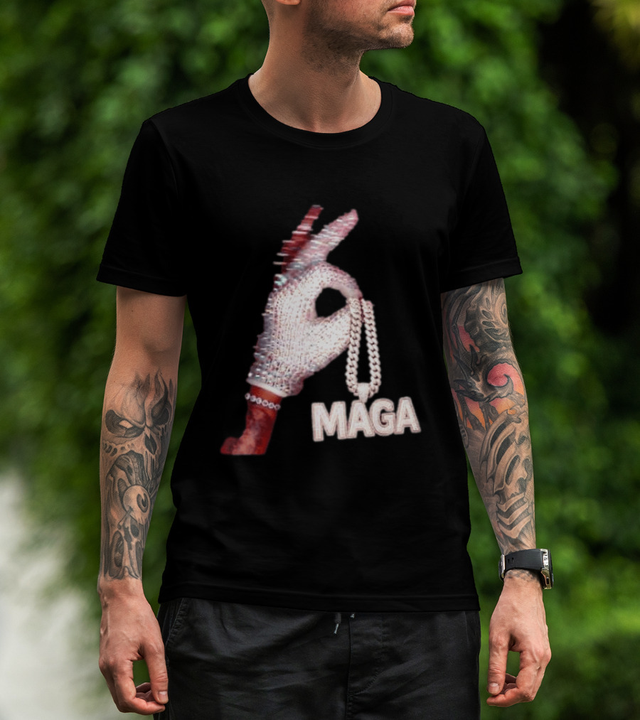 MAGA Iceman Hand Gesture With Diamond Encrusted Jewelry T-Shirt