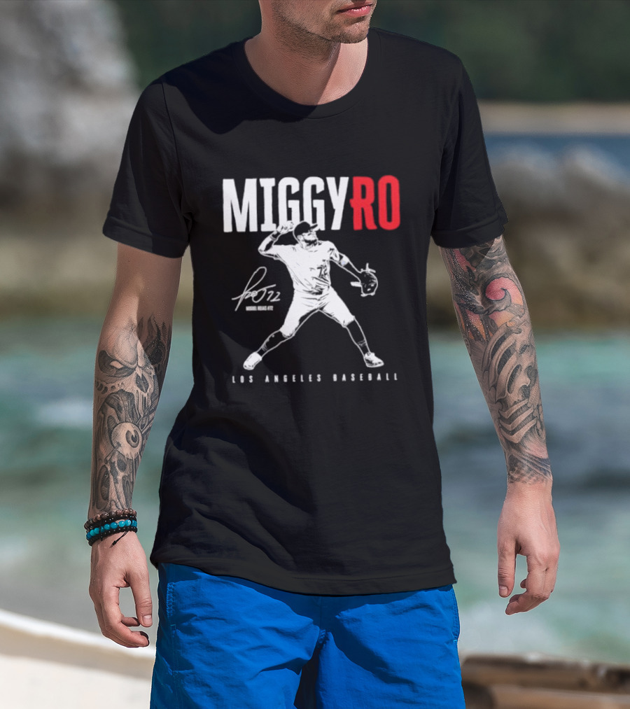 Miguel Rojas 72 Los Angeles Baseball MiggyRo Player Signature T-Shirt