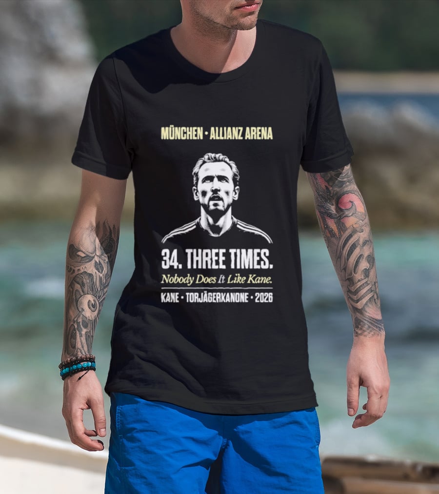 München Allianz Arena Harry Kane Torjägerkanone 34 Three Times 2026 T-Shirt