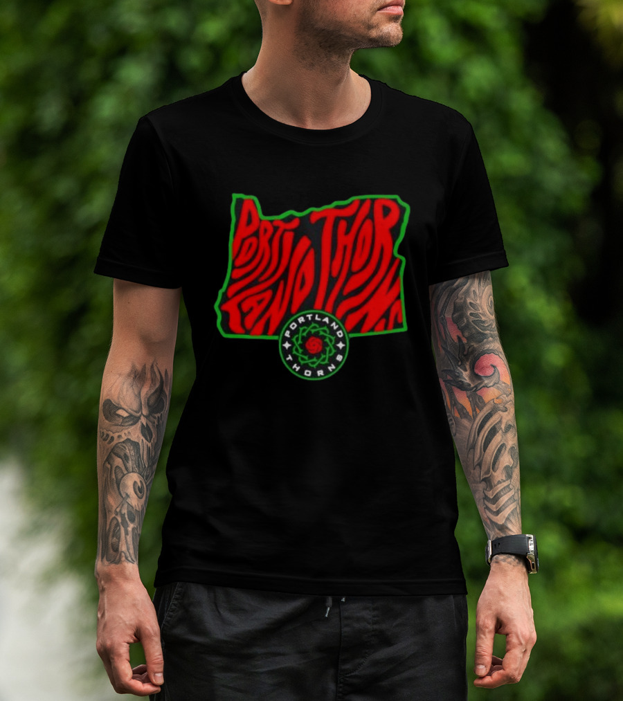 Portland Thorns FC NWSL Oregon State Map Groovy T-Shirt