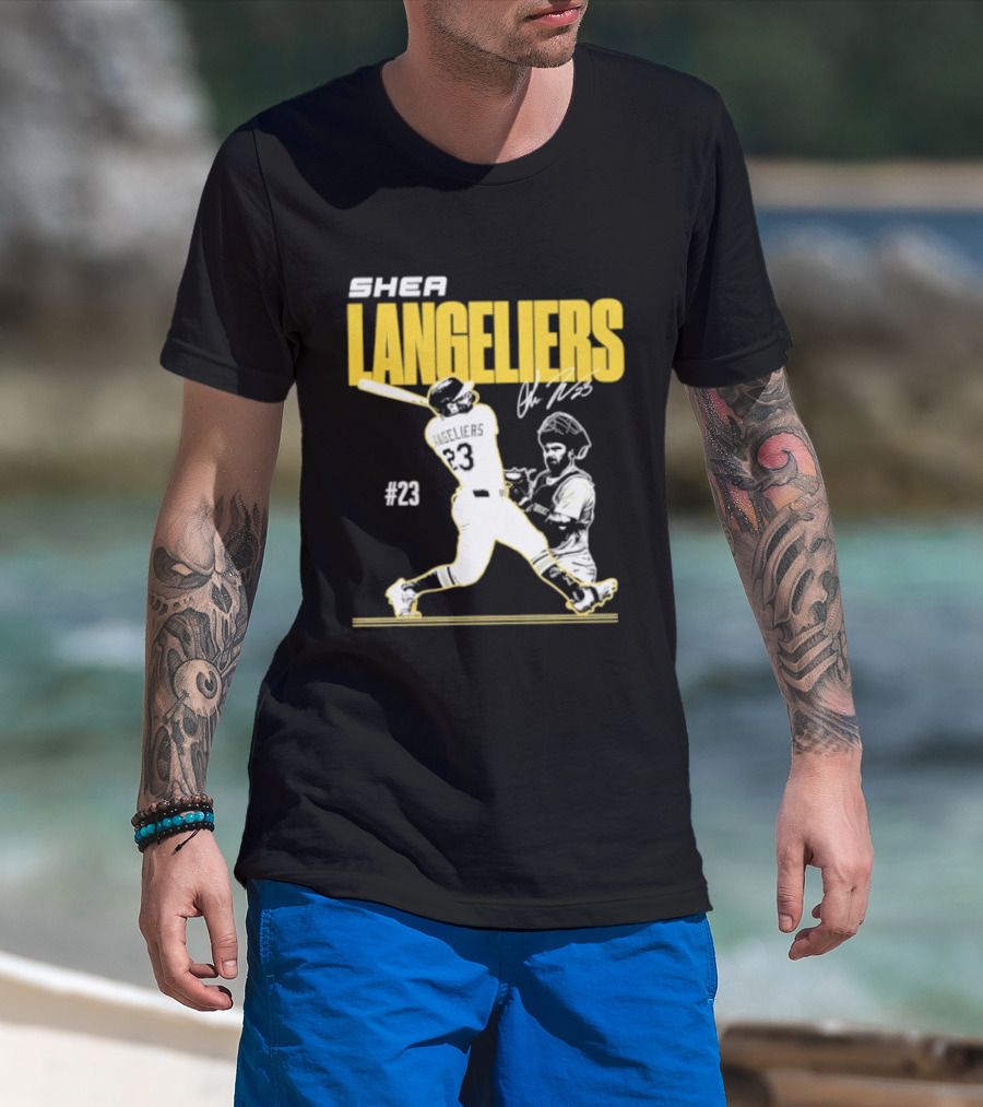 Shea Langeliers 23 Athletics Baseball Slugger Swing Signature T-Shirt
