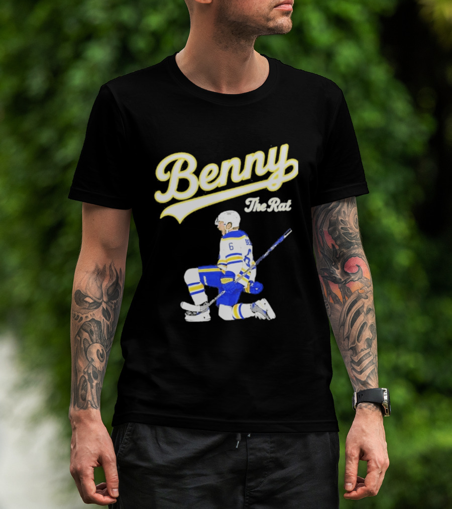 Benny The Rat Buffalo Sabres Number 6 Hockey Player Kneeling T-Shirt