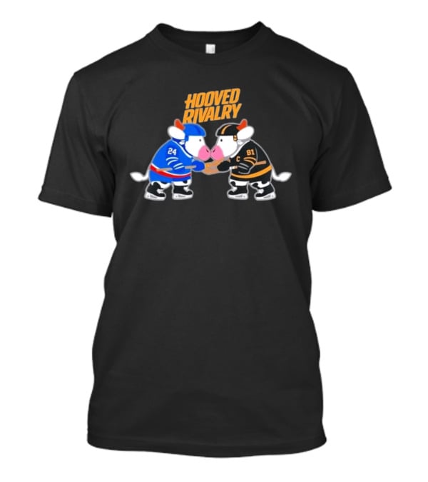Buffalo Sabres Boston Bruins Hooved Rivalry Hockey Cow Characters T-Shirt