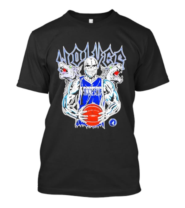 Wolves Minnesota Basketball Skeleton Player With Wolf Heads T-Shirt