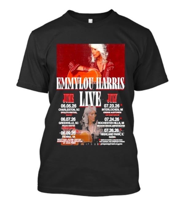 Emmylou Harris Live World Tour June July 2026 Dates And Locations T-Shirt