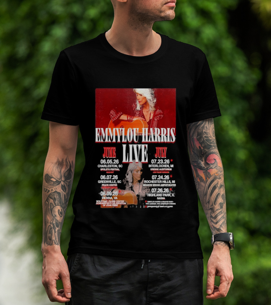 Emmylou Harris Live World Tour June July 2026 Dates And Locations T-Shirt