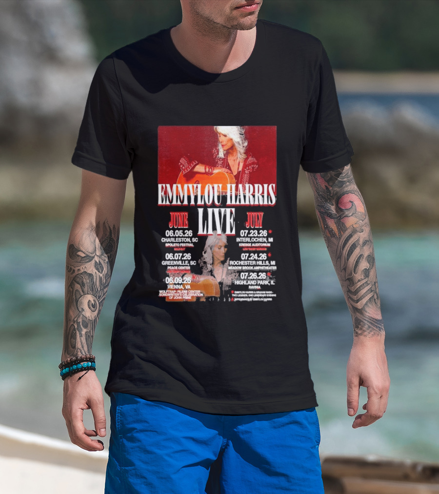 Emmylou Harris Live World Tour June July 2026 Dates And Locations T-Shirt