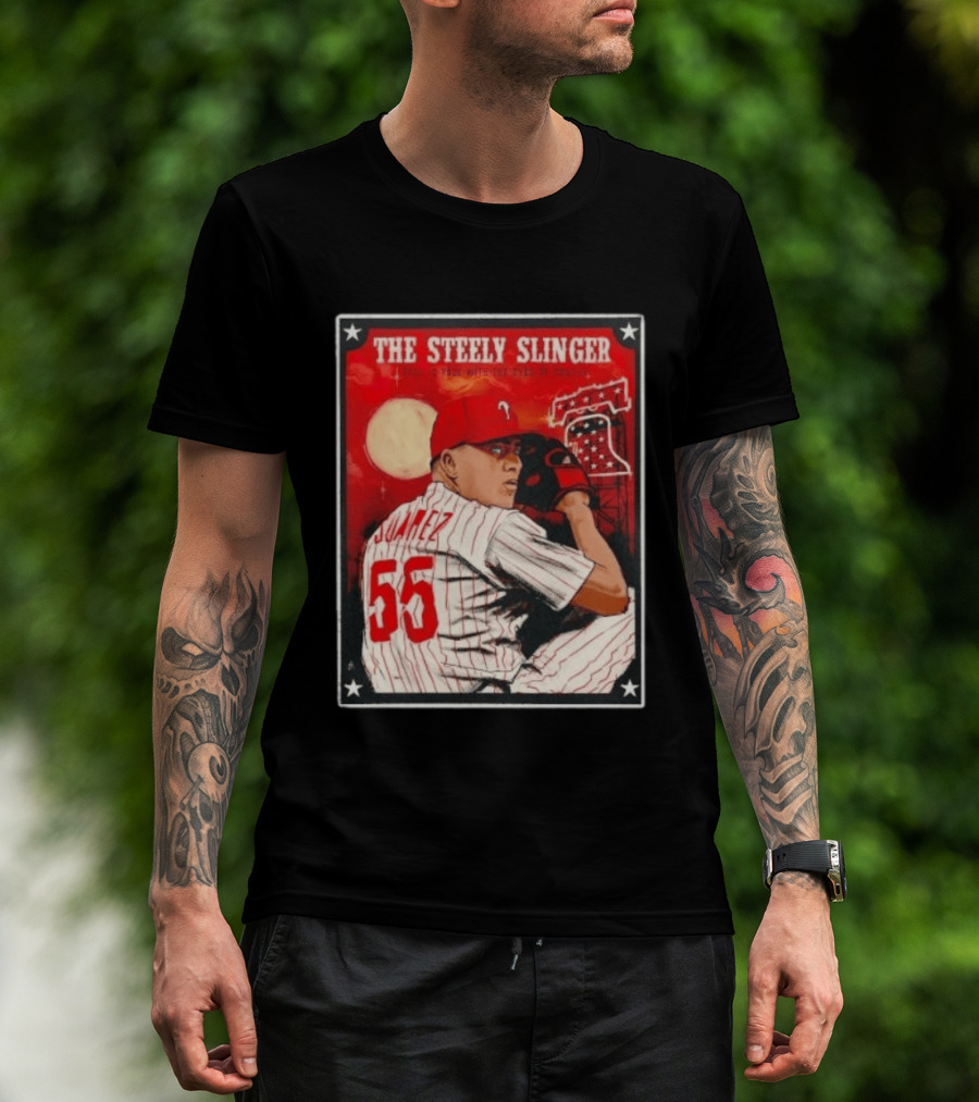 Philadelphia Phillies Ranger Suarez Steely Slinger 55 Baseball T-Shirt