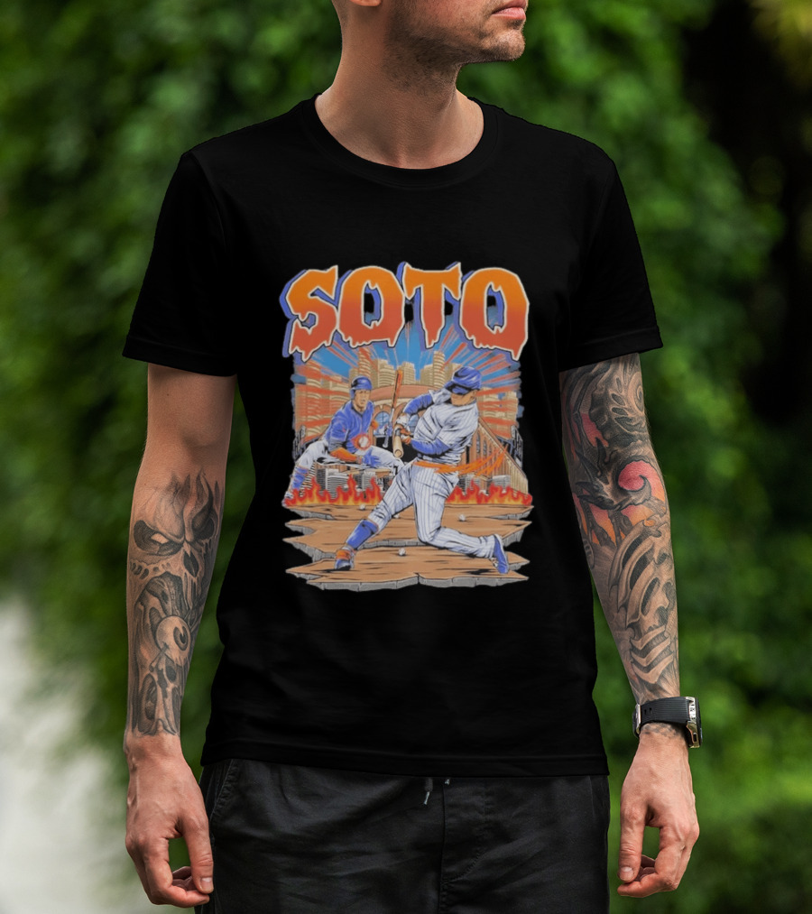 Juan Soto New York Baseball Skyline Battling Legends T-Shirt