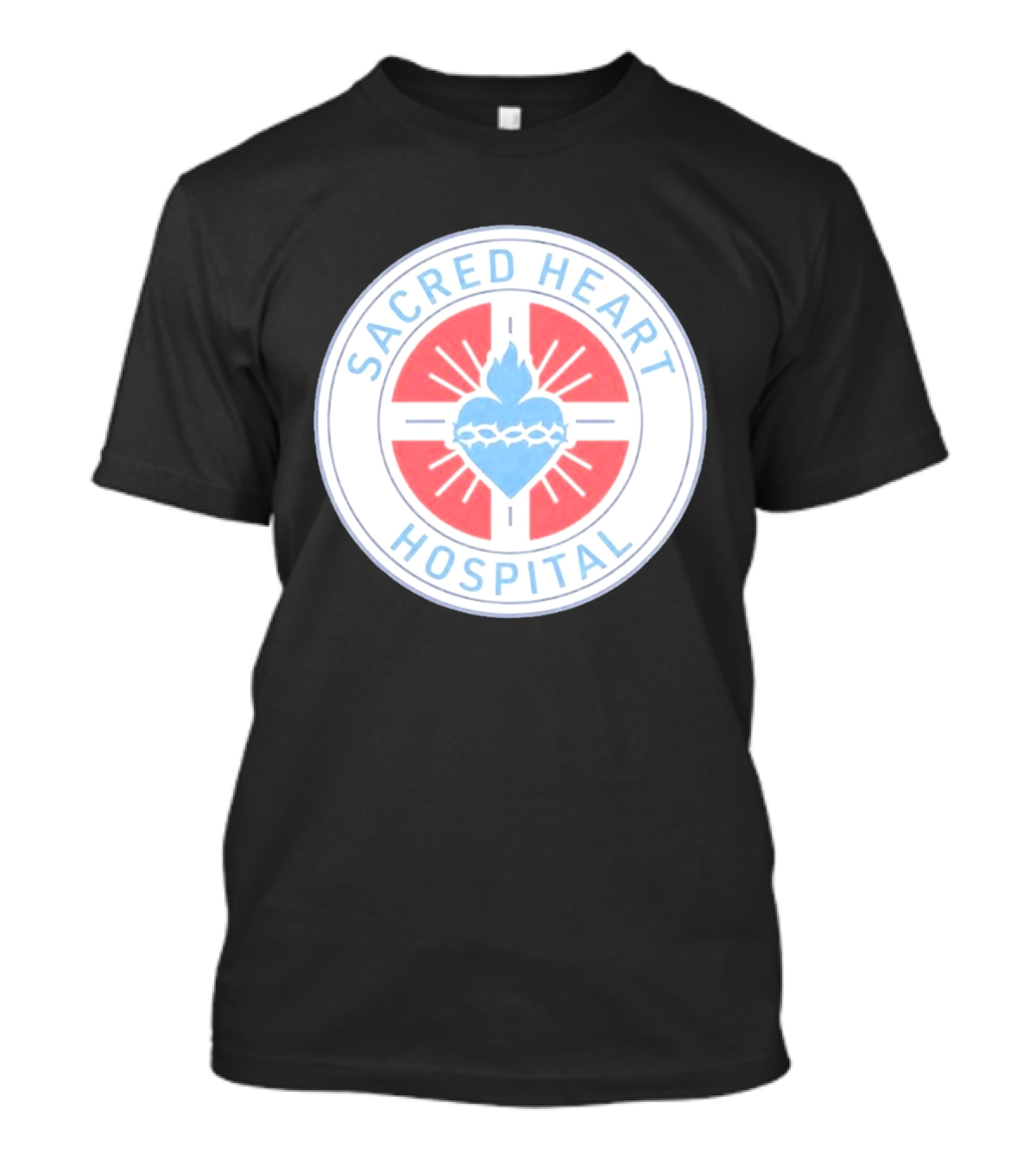 Sacred Heart Hospital Emblem With Blue And Red Heart T-Shirt
