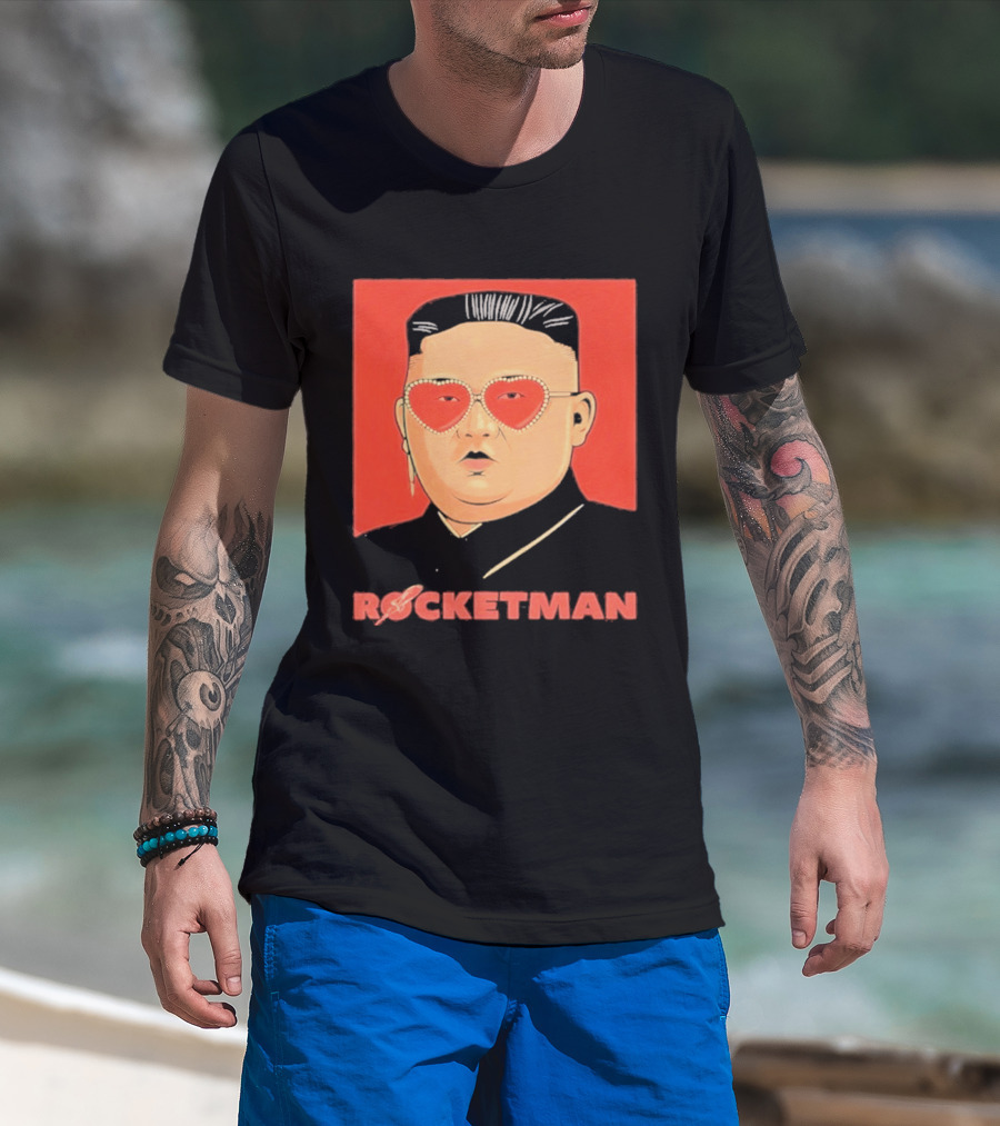 Kim Jong Un Heart Sunglasses Rocketman Meme T-Shirt
