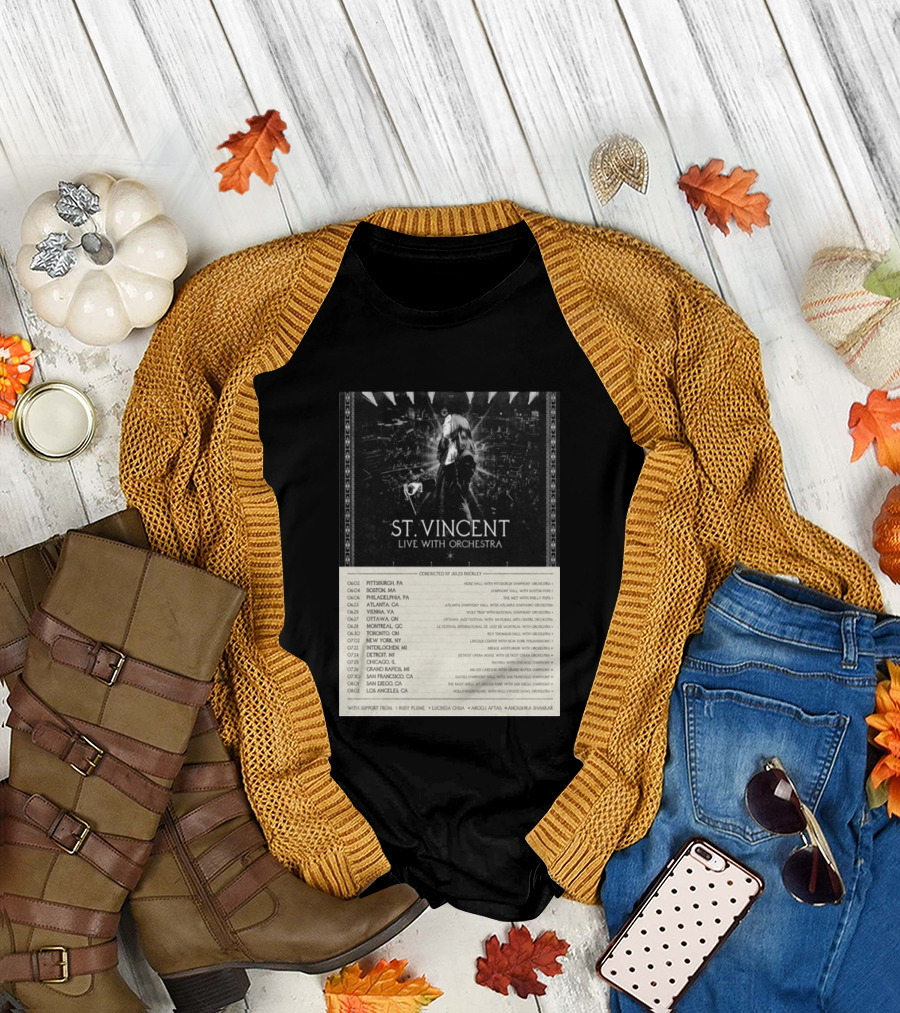 St Vincent Live with Orchestra 2026 Tour Conducted by Jules Buckley Dates and Locations T-Shirt