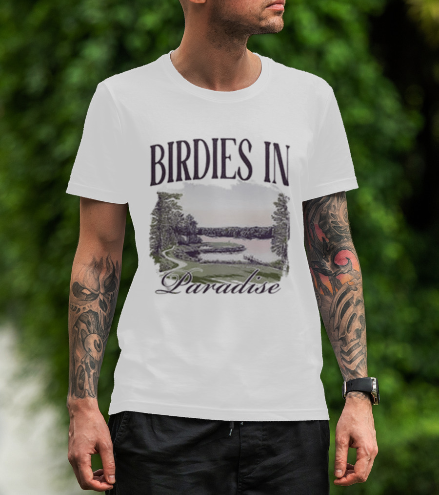 Birdies In Paradise Lake Pocket T-Shirt