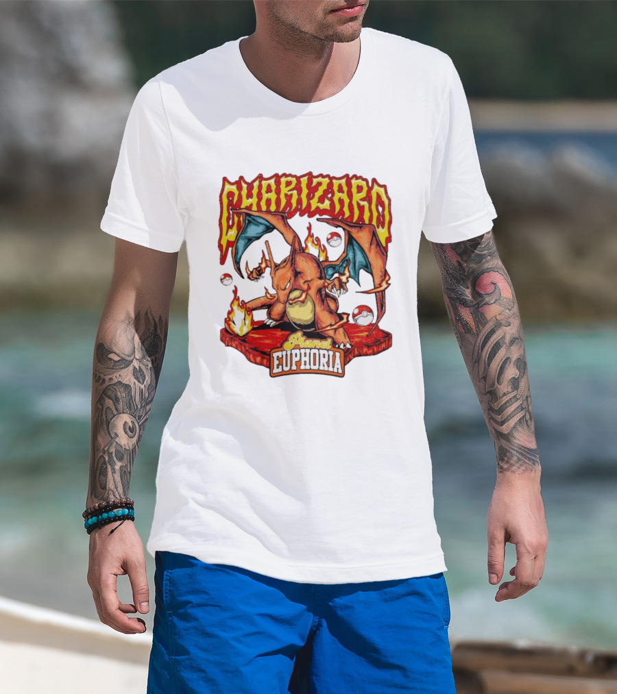 Charizard Flame Dragon Planet Euphoria Iconic Pokémon Battle T-Shirt