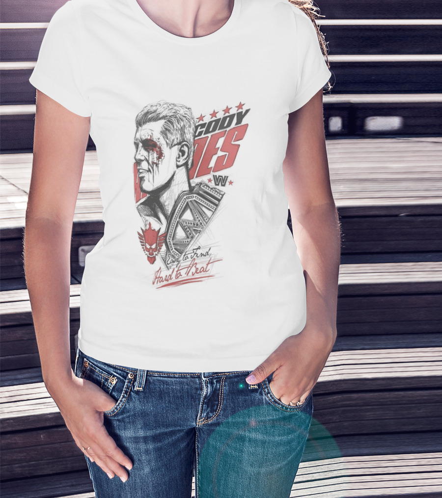 Cody Rhodes Easy To Find Hard To Beat Wrestling Legend Bold Red Text Star Motif T-Shirt