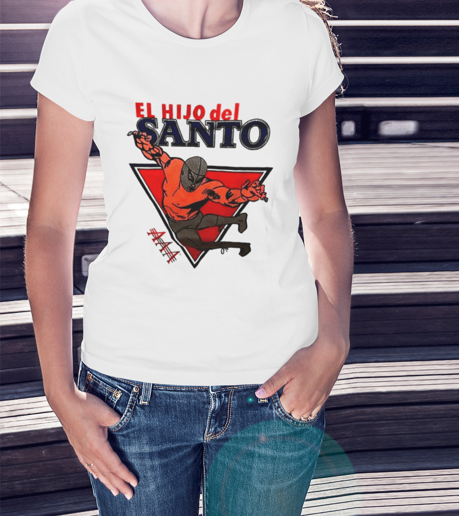 El Hijo Del Santo AAA Lucha Libre Wrestler In Red Triangle T-Shirt
