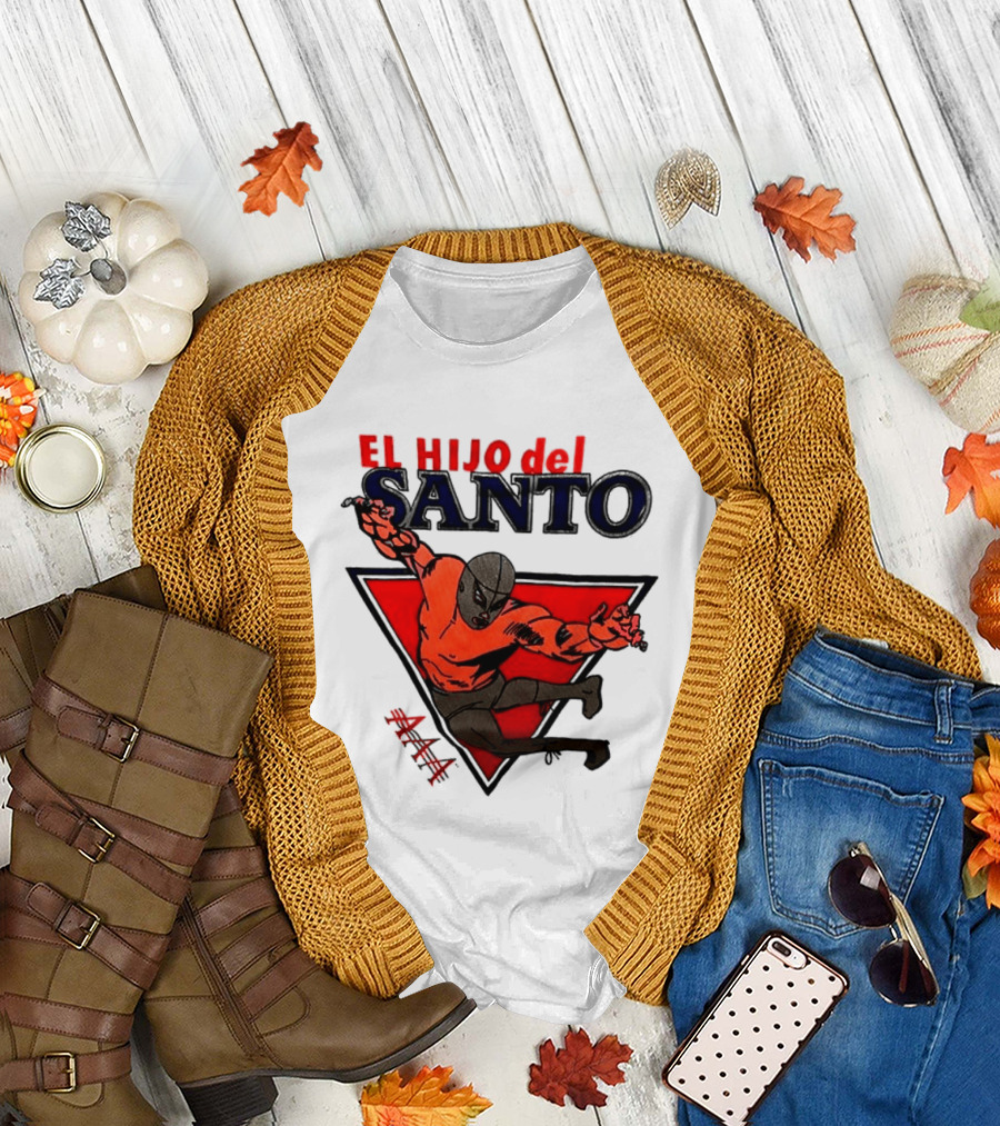 El Hijo del Santo AAA Lucha Libre Wrestler in Red Triangle T-Shirt