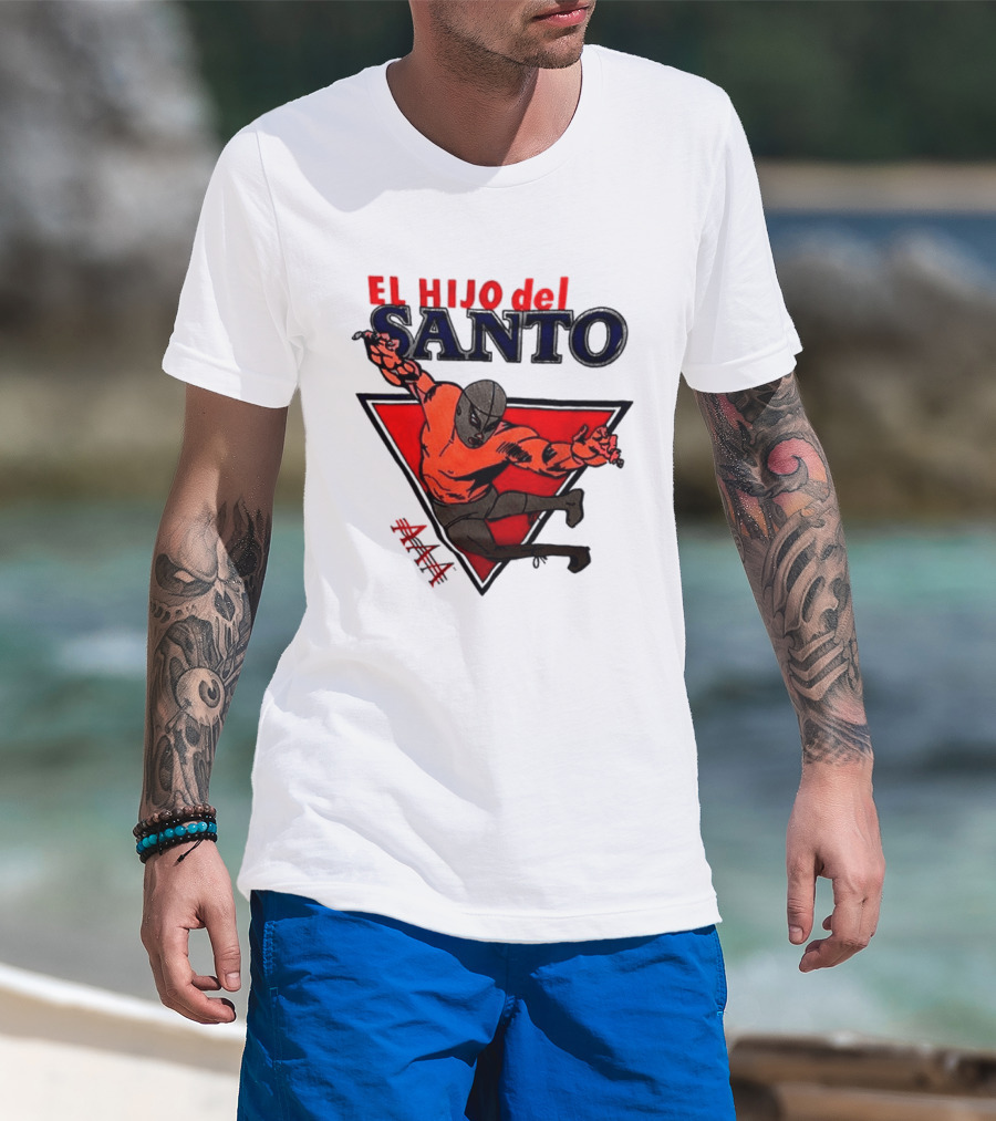 El Hijo Del Santo AAA Lucha Libre Wrestler In Red Triangle T-Shirt