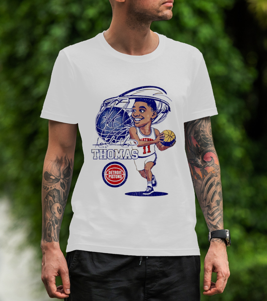Isiah Thomas Detroit Pistons Caricature Basketball Cartoon Drawing T-Shirt