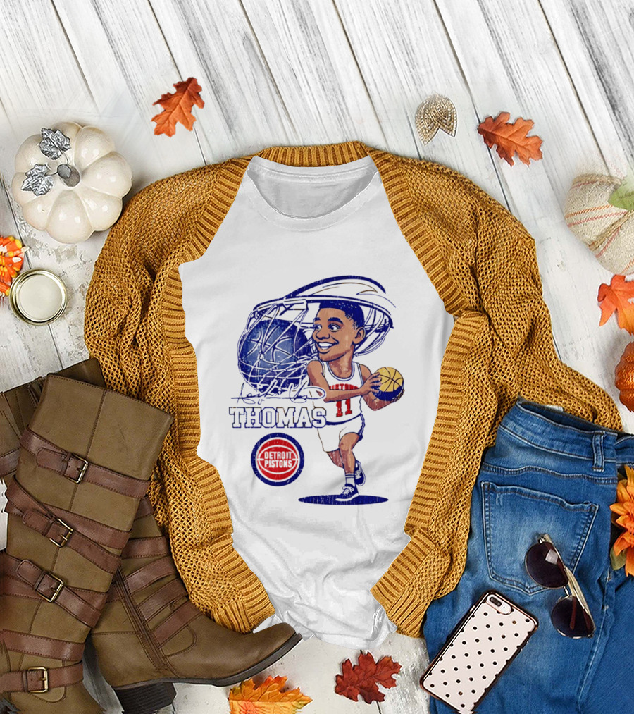 Isiah Thomas Detroit Pistons Caricature Basketball Cartoon Drawing T-Shirt
