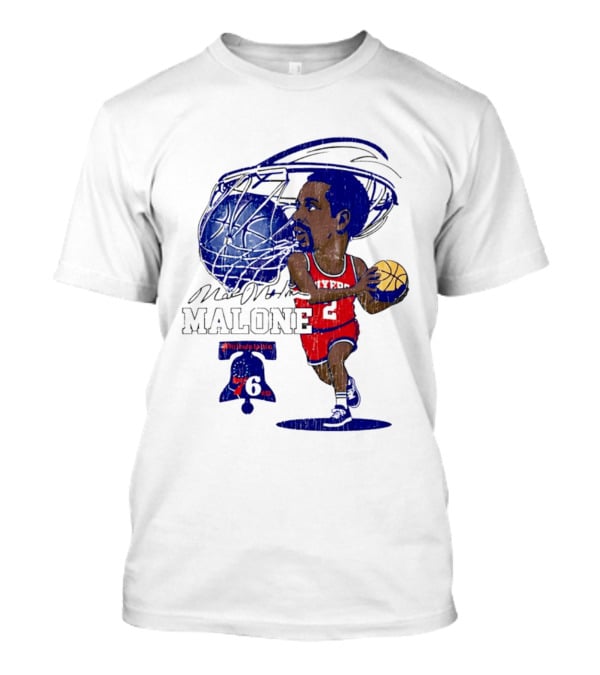 Moses Malone Philadelphia 76ers Basketball Caricature T-Shirt