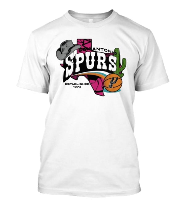 San Antonio Spurs Texas Cowboy Hat Cactus Basketball Established 1973 T-Shirt
