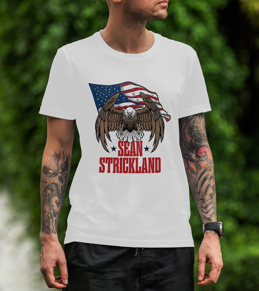 Sean Strickland Eagle With American Flag T-Shirt