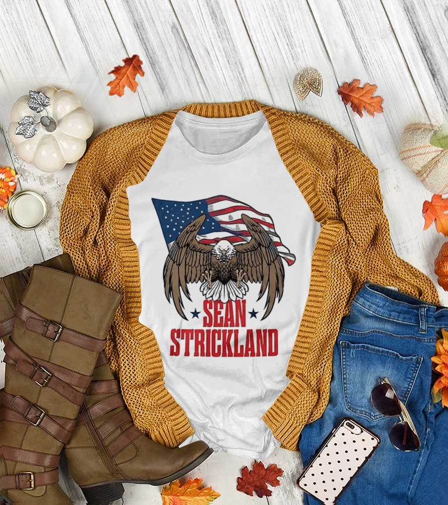 Sean Strickland Eagle with American Flag T-Shirt