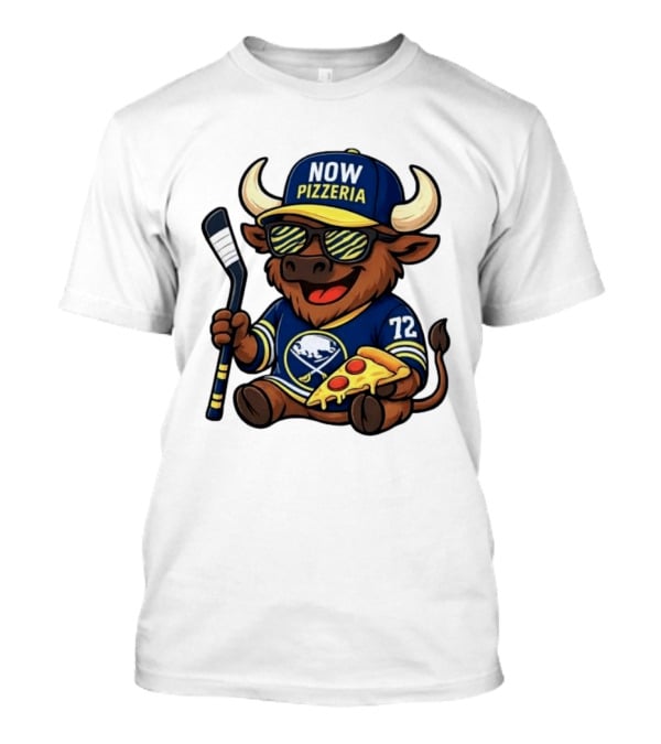 Tage Thompson Now Pizzeria Pizza Buffalo Sabres Hockey Bull Character 72 T-Shirt