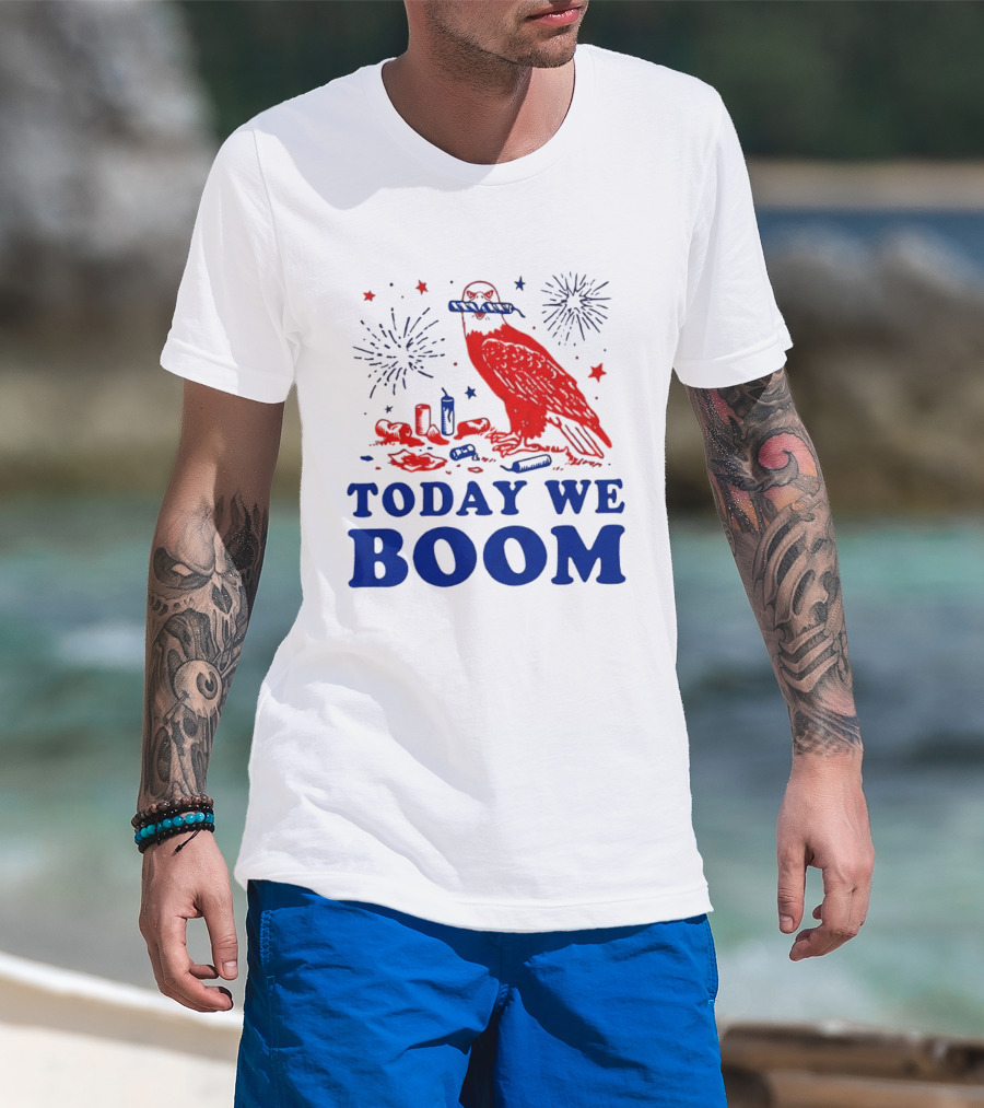Today We Boom Bald Eagle Fireworks Celebration T-Shirt
