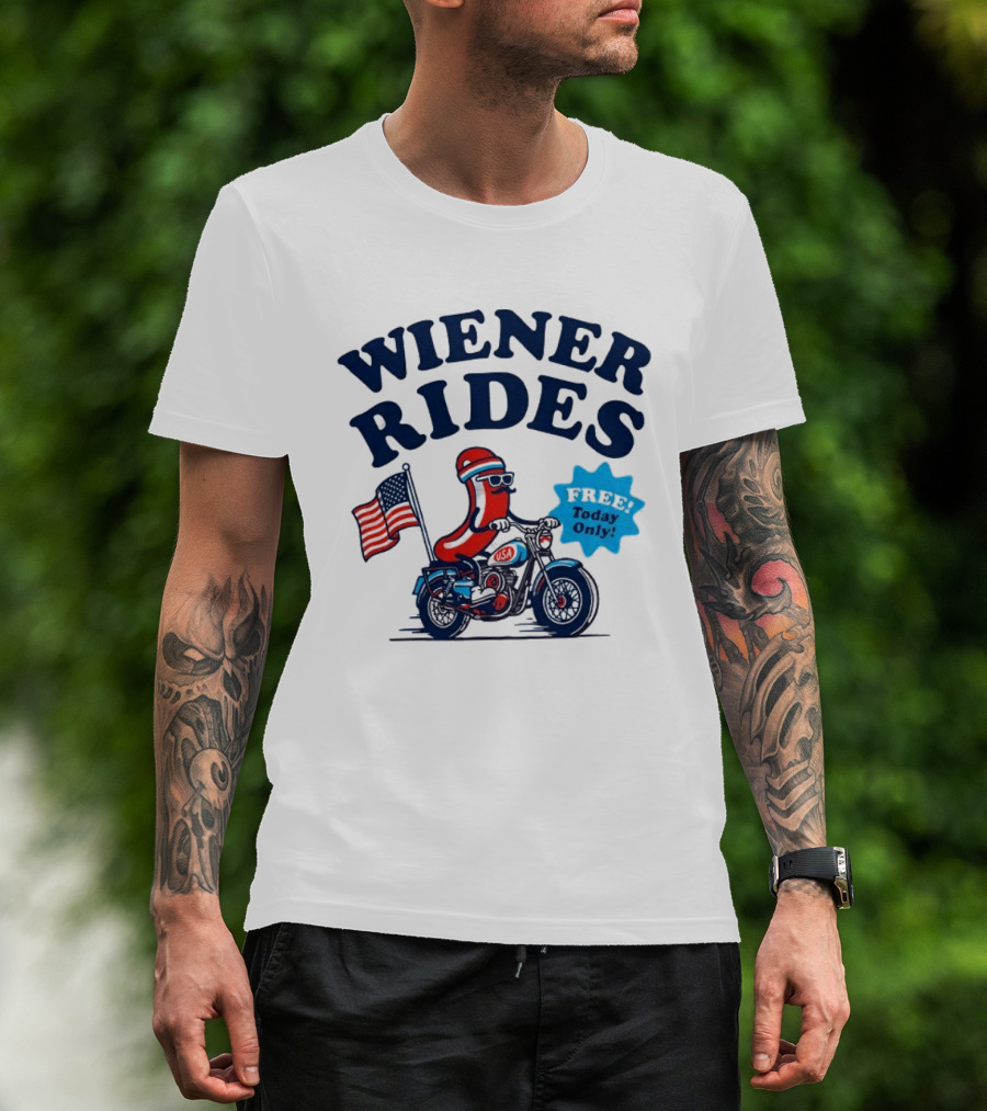 Wiener Rides 4th Of July Sausage Driving Motorbike Free Today Only 250th Anniversary T-Shirt