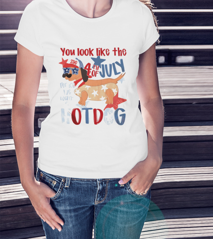 You Look Like The 4th Of July Make Me Want A Hotdog 2020 Dog Star Hat T-Shirt