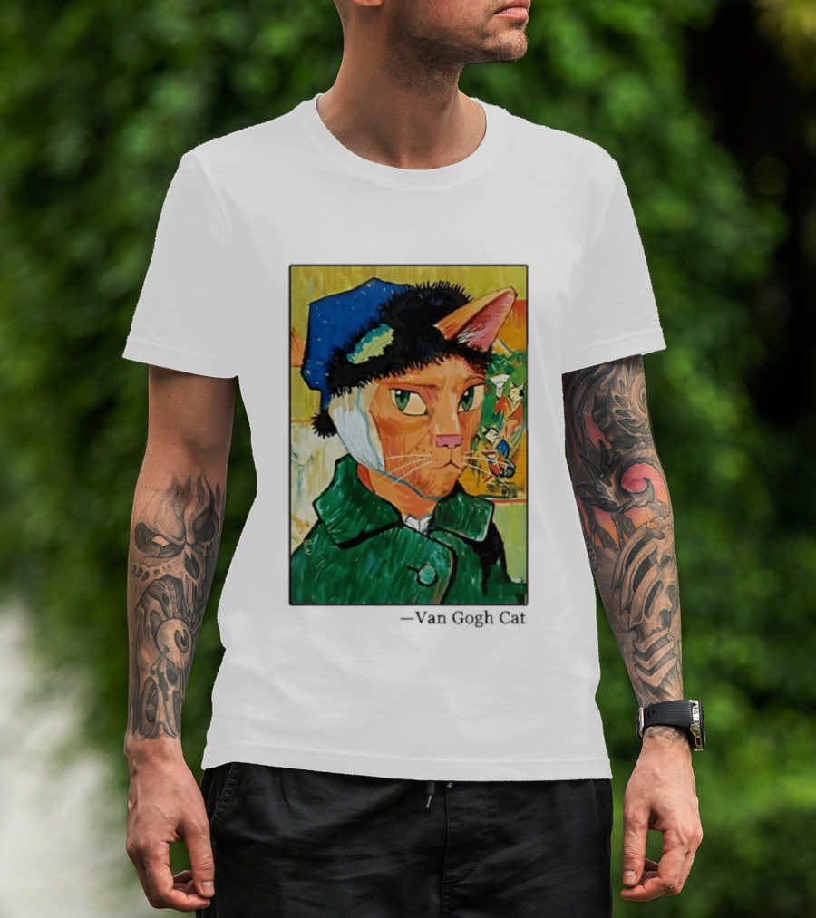 Cat In Van Gogh Style With Bandaged Ear Iconic Painting T-Shirt