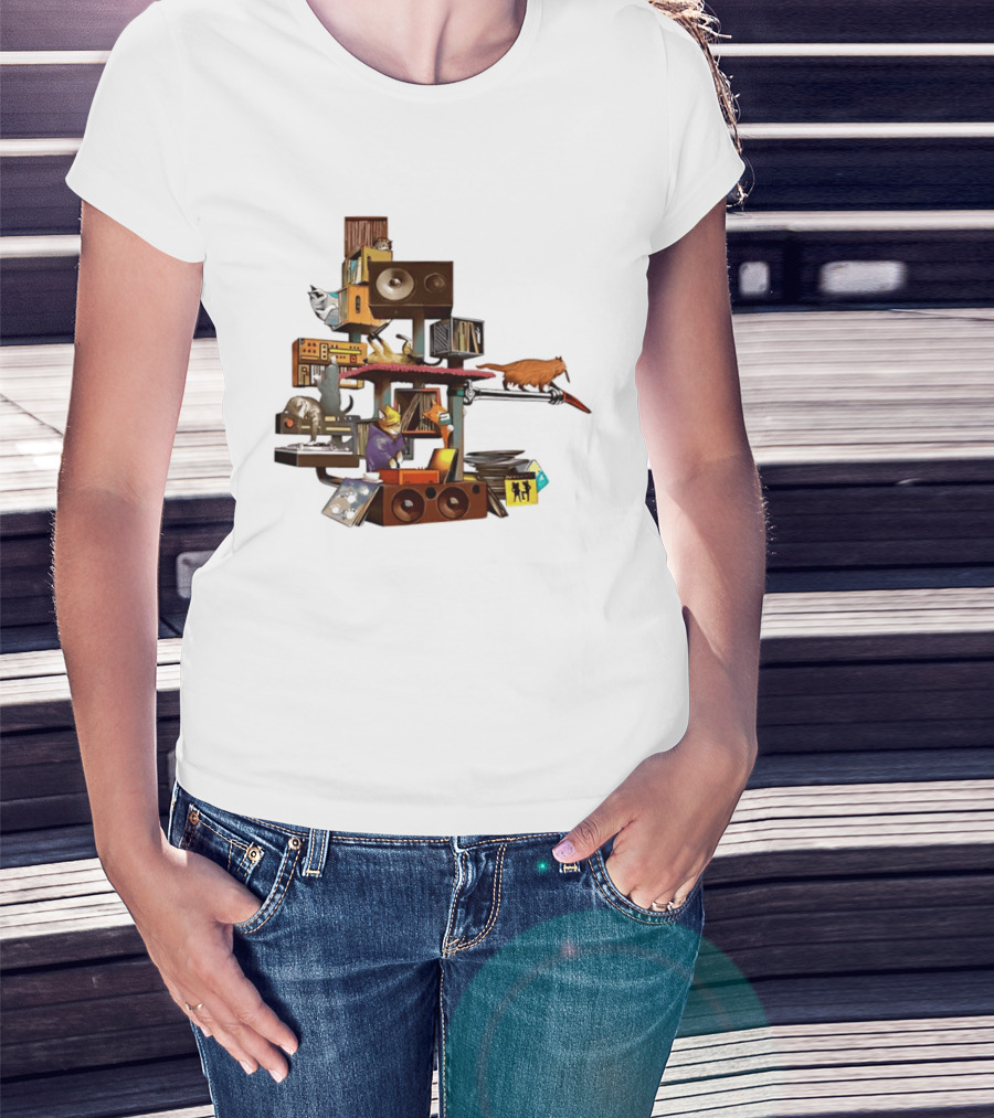 Cats Jamming With Crates And Music Gear T-Shirt