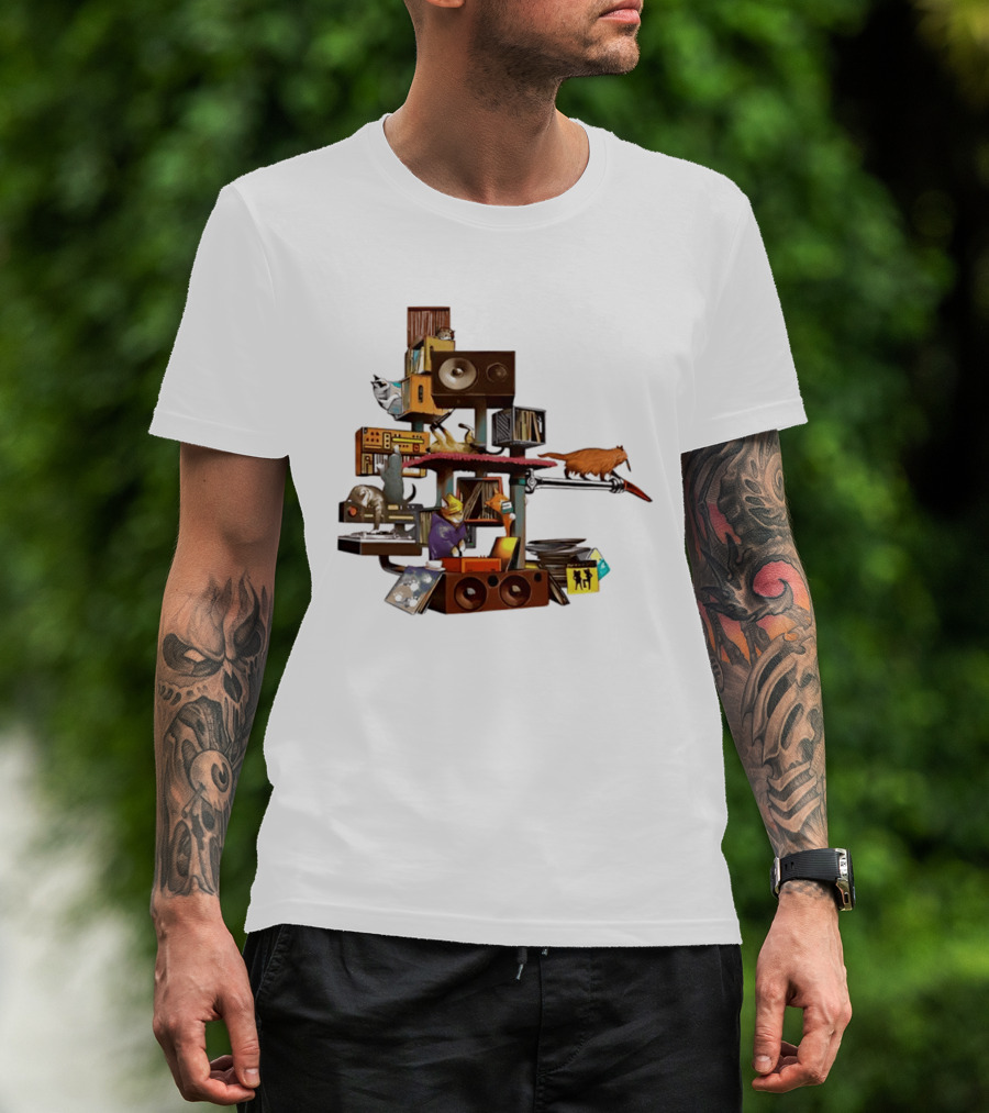 Cats Jamming With Crates And Music Gear T-Shirt