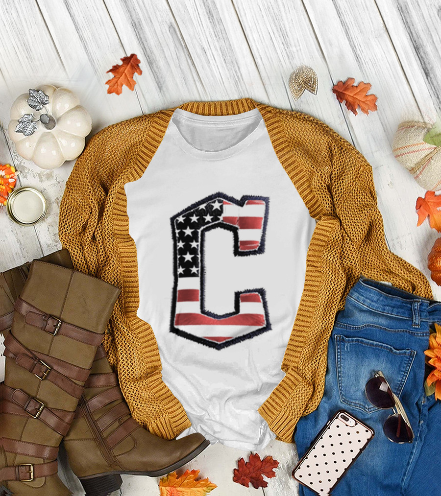Cleveland Guardians American Flag Hat 2026 Patriotic Giveaway T-Shirt