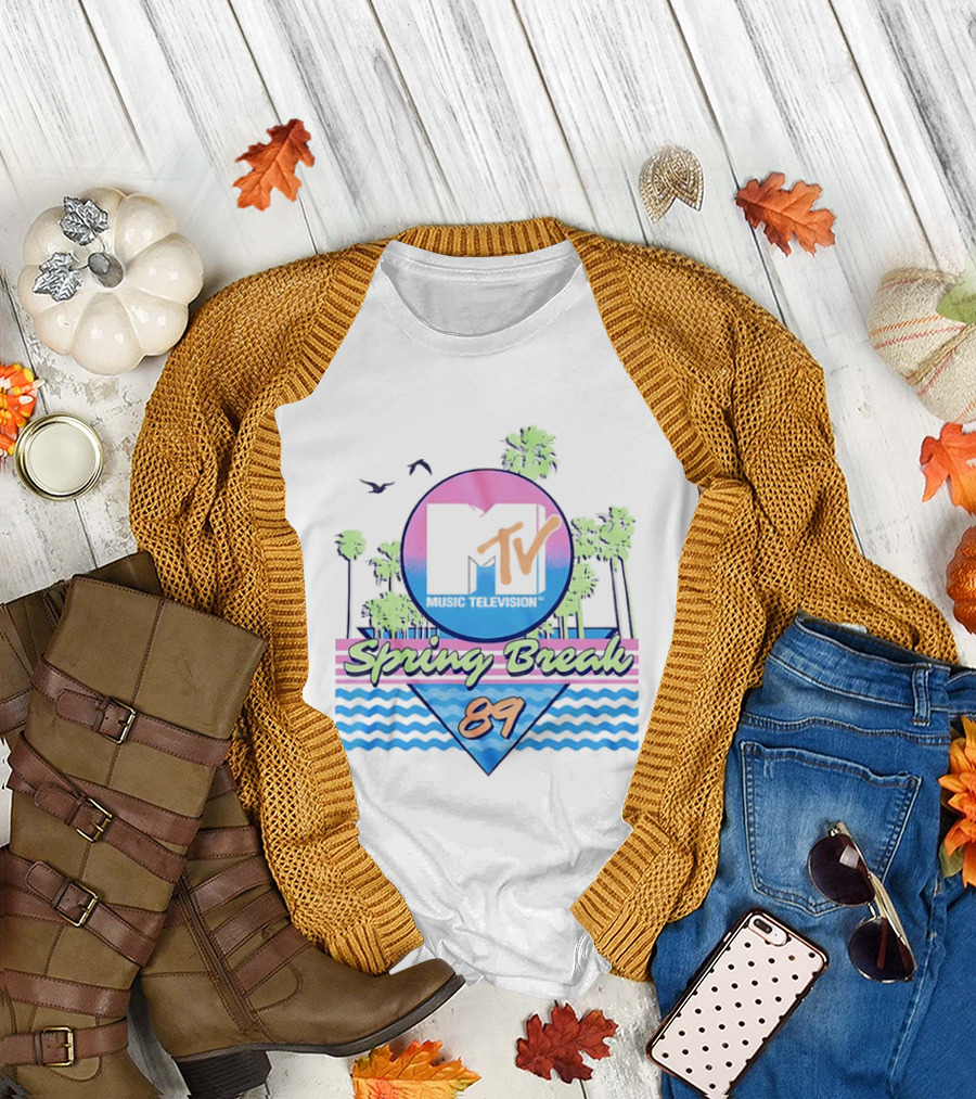 MTV Spring Break 89 Retro Vibe Palm Trees Vintage Aesthetic T-Shirt