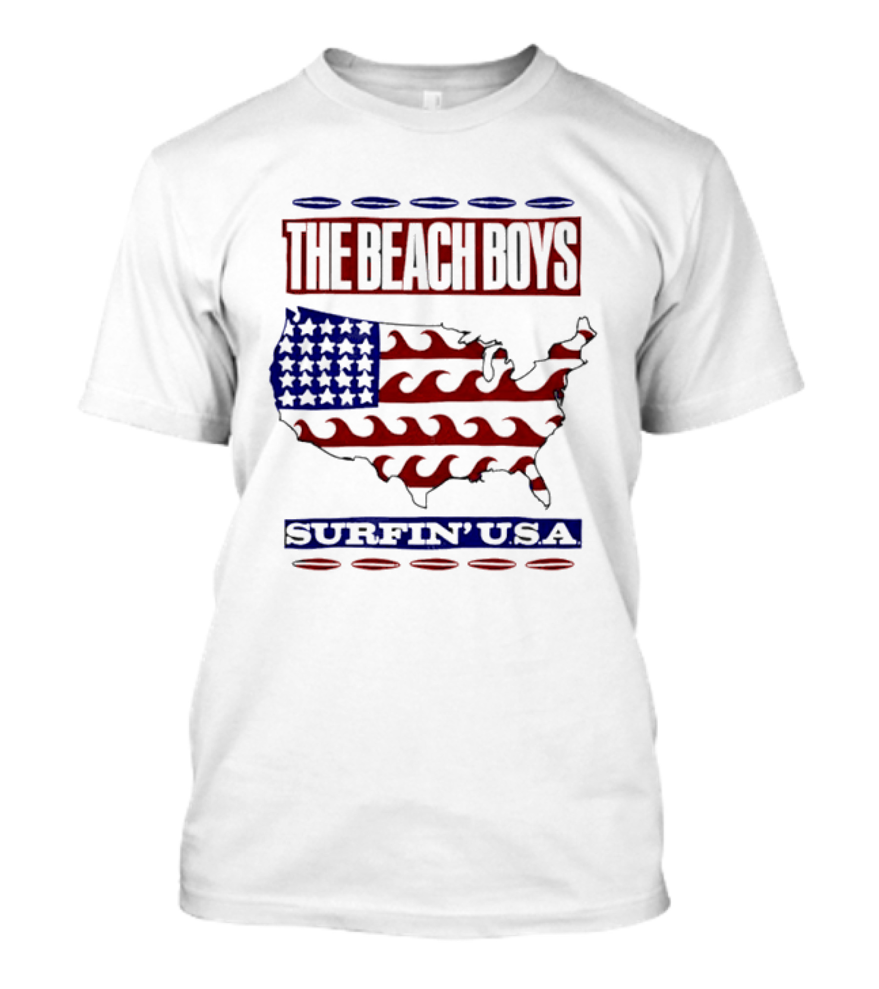 The Beach Boys Surfin' USA American Flag Waves Map T-Shirt
