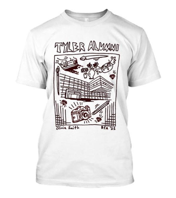 Tyler Alumni Olivia Smith BFA 2021 Art School Sketch With Camera And Building T-Shirt