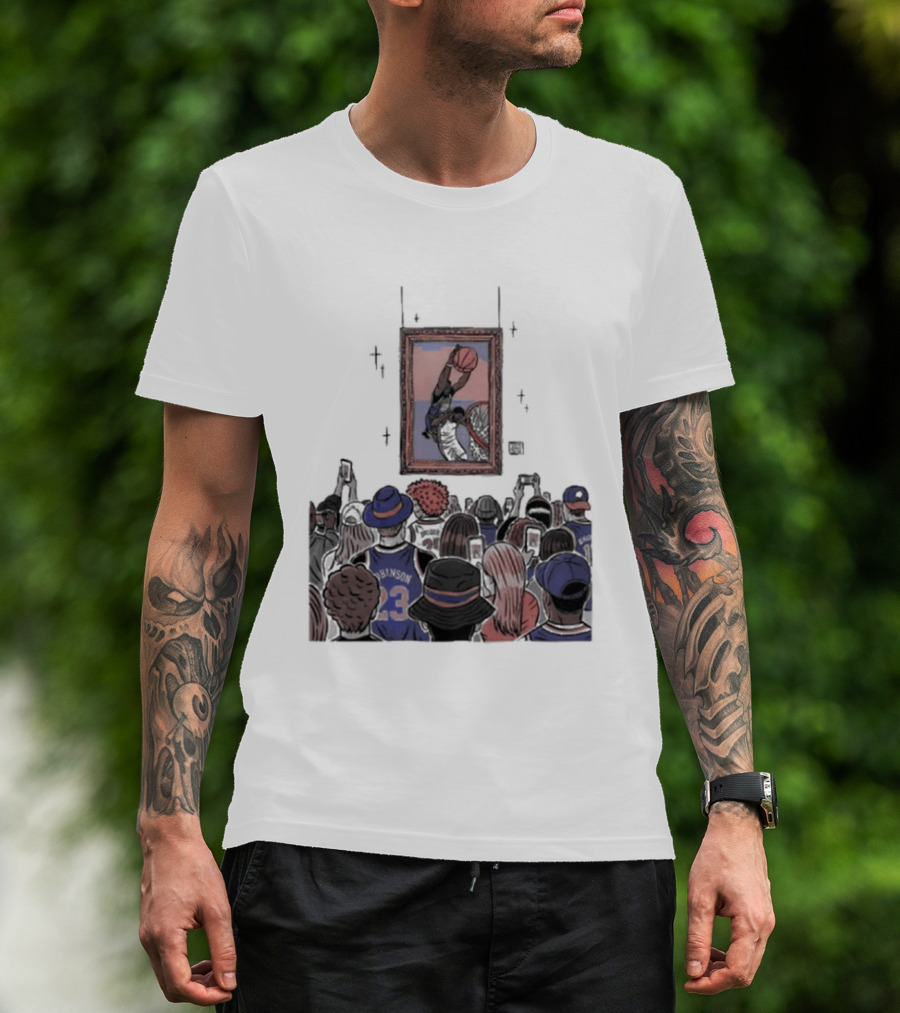 Mitchell Robinson New York Knicks Dunk Moment Over Philadelphia 76ers Joel Embiid Basketball Fans Gallery T-Shirt