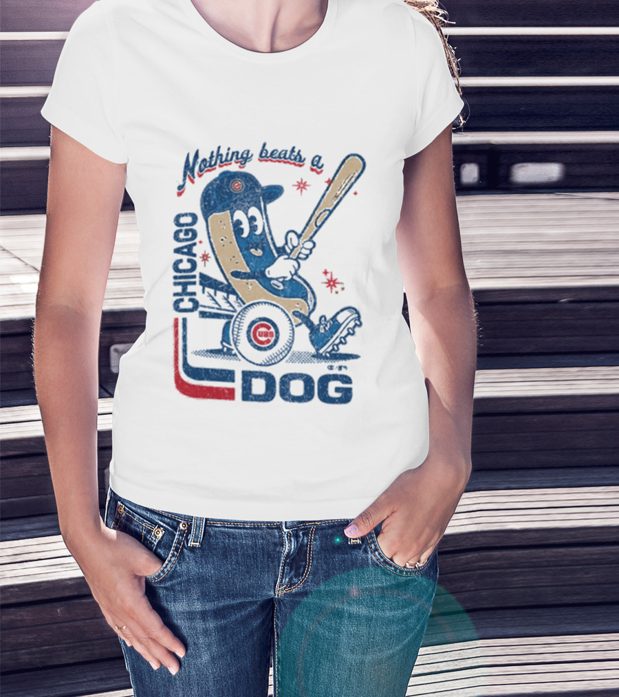 Chicago Cubs Hot Dog Nothing Beats A Chicago Dog T-Shirt