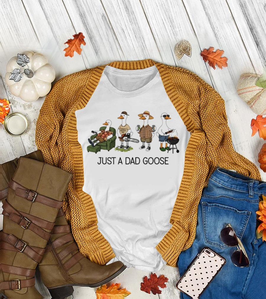 World's Okayest Dad Goose Just a Dad Goose Comic Silly Goose T-Shirt