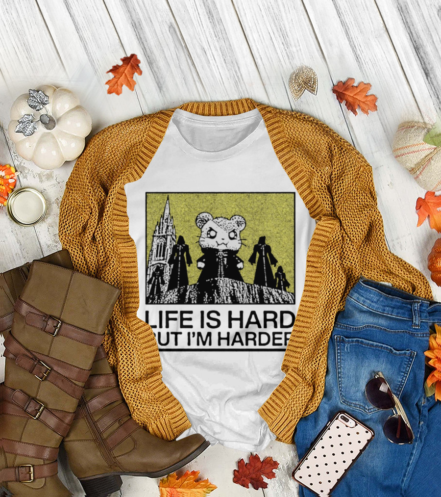 Hamtaro Life Is Hard But I'm Harder Gothic Style Tower and Figures T-Shirt