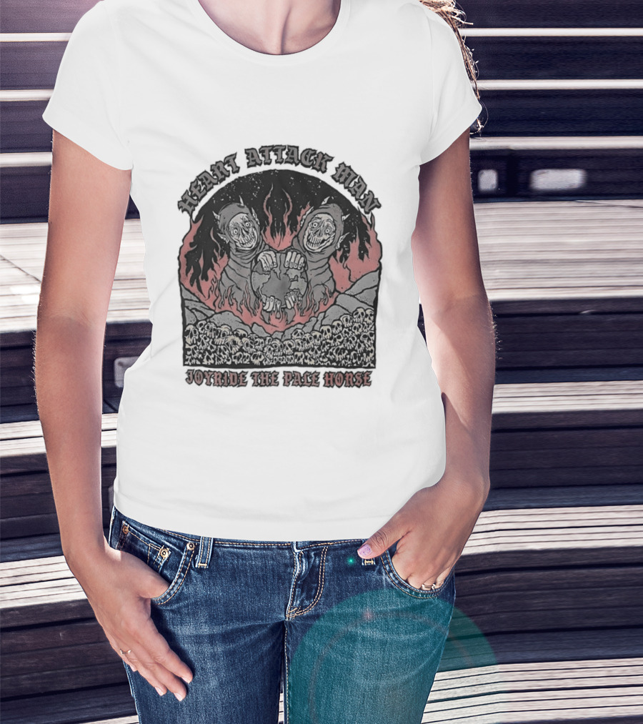 Heart Attack Man Joyride The Pale Horse Skulls Fire Red Flames T-Shirt